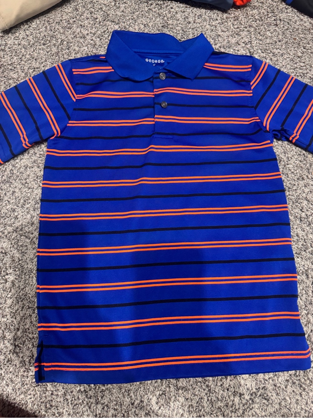 George Boys Blue Polo with Orange Stripes